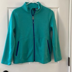 Spyder teal w/purp trim fleece lined jacket SzXL 2 pockets w/logo back&left arm